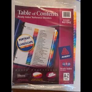 Avery Advantages 11125 A-Z Tab Table of Contents Dividers 1 Set
